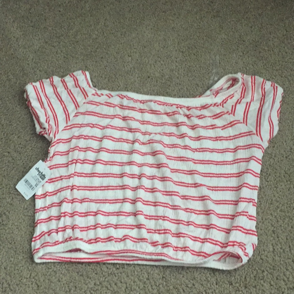 Red and white crop top